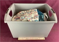Tote with Assortment of Fabric & Sewing Supplies