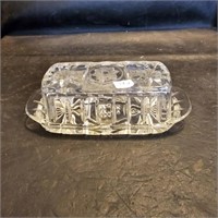 Star of David Pressed Glass Butter Dish