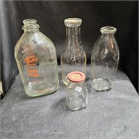 4 Various Glass Milk Jugs/ Bottles