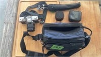 Minolta 35mm camera, case & assembly