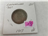 1917 Newfoundland 25 Cent Coin