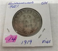 1919 Newfoundland 50 Cent Coin
