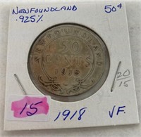1918 Newfoundland 50 Cent Coin