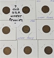 Bag of 9 Old USA Wheat Pennies