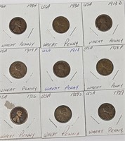 Bag of 9 Old USA Wheat Pennies