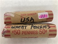 2 Rolls of USA Wheat Pennies