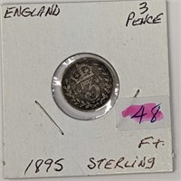 1895 English 3 Pence Coin