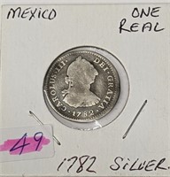 1782 Mexico One Real Silver Coin