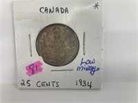 1934 Canada Quarter