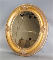 Oval Gilt Gesso Bevelled Glass Mirror