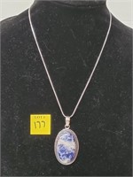 German Silver Sodalite Pendant Necklace w/ Chain