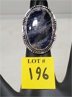 German Silver Sodarite Ring, Size 9