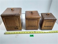 3 Wooden kitchen storage bins