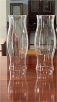 Pair of Huge Glass Hurricanes, 19.5 “ Tall x 6.5”