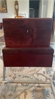 Pair of Decorative Wooden Boxes, 1 Has Lock &
