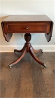 Fabulous Vtg. Drop Leaf Accent Table With Brass