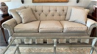 Lovely 86” Tufted Back Custom Sofa With Roll