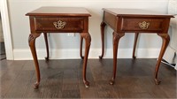 Pair of Mahogany Queen Anne Style 1 Drawer Side
