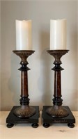 Great Pair of Heavy Candlesticks, Metal With
