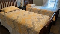 Pair of Twin Size Quilted Bedding Sets: 
Each Set