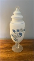 Vintage Satin Glass Apothecary Jar With Lid, 13”