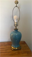 Vintage Ceramic & Brass Lamp With 3 Way Switch,