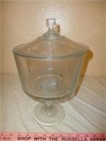 Large Size Vintage Stemmed Lidded Glass Compote