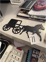metal Amish horse and buggy wall hanging