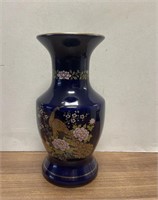 Beautiful Cobalt Blue Peacock Floral Vase