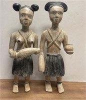 (2) Large Carved Figure Statues