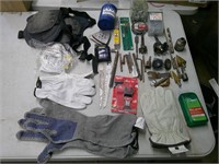 gloves, pads, bits, tools