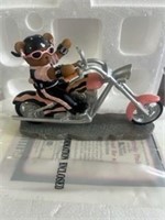 Bear riding motorcycle figurine