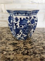 Blue and White glass bowl vase