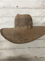 Large woven dark tan beach hat