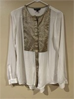 Gold and white blouse XS