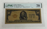 1928 $50 24K GOLD BANKNOTE SMITHSONIAN