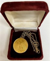 1oz GOLD 1989 $50 ST. GAUDEN COIN NECKLACE