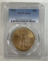 1924 $20 GOLD ST. GAUDENS GRADED COIN 1oz