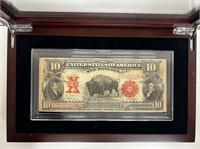 SCARCE 1901 FAMOUS $10 "BISON" NOTE  IN CASE