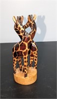 Hand Carved Wooden Giraffes Hugging