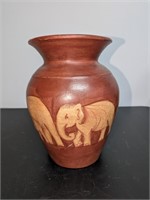 Elephant Pottery Vase