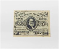 3rd ISSUE FIVE CENT FRACTIONAL NOTE - VF