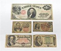 5 PIECES of OLD U.S. PAPER MONEY