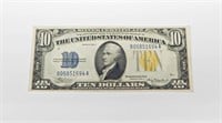 1934A NORTH AFRICA $10 SILVER CERTIFICATE - XF/AU