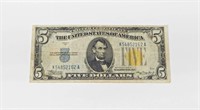 1934A NORTH AFRICA $5 SILVER CERTIFICATE - VF