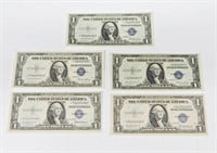 (5) AU to UNC 1935 $1 SILVER CERTIFICATE STAR NOTE