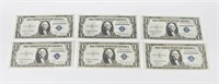(6) 1935 $1 SILVER CERTIFICATES - AU to UNC