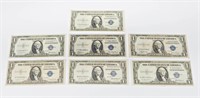 (7) 1935 $1 SILVER CERTIFICATES - VF to UNC