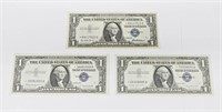 (3) UNCIRCULATED 1957 $1 SILVER CERT STAR NOTES