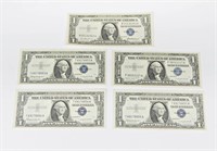 (5) UNCIRCULATED 1957 $1 SILVER CERTIFICATES